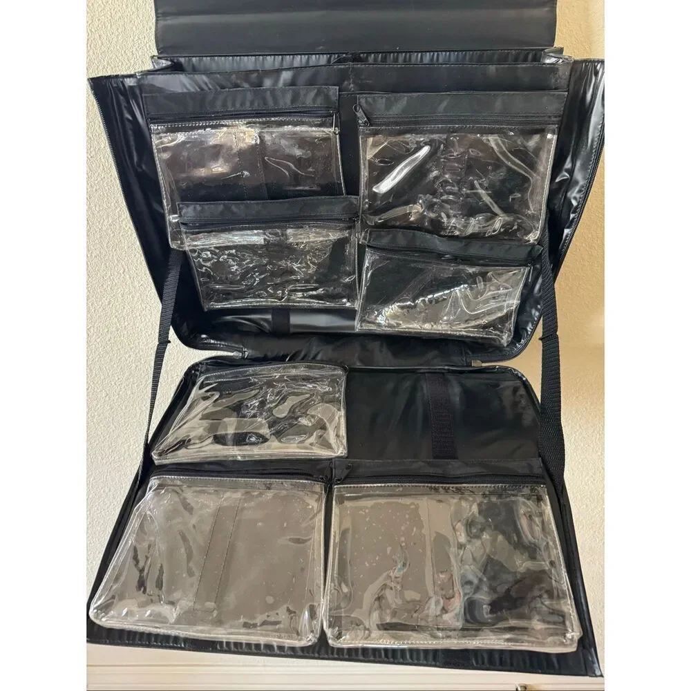 Mary Kay consultant tracker bag pockets galore cosmetics makeup case black brief